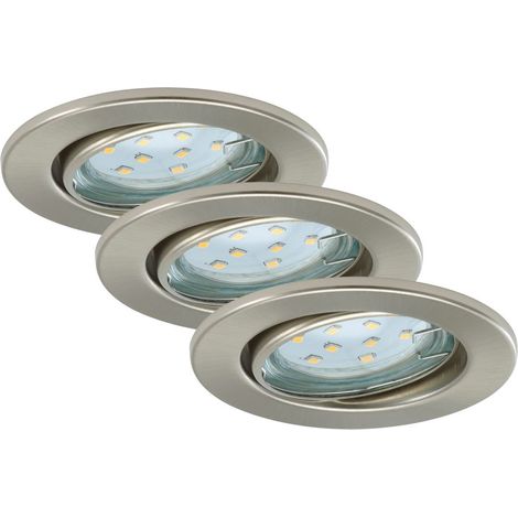 LED Einbauleuchten schwenkbar IP23 3xGU10 2,9 W silber Metall Ø8,6 cm Briloner