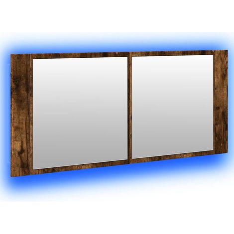 vidaXL Armadietto a Specchio con LED Rovere Fumo 100x12x45 cm