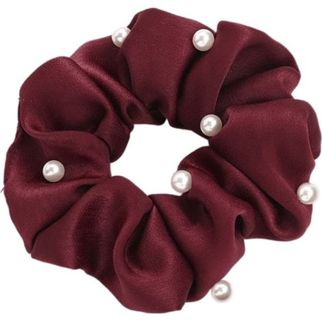 chouchou élégant orné de perles bordeaux pour femme (1/2)