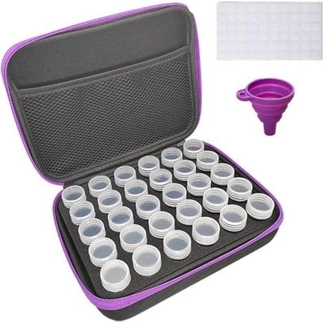 SABIR-Boîte de rangement pour peinture diamant avec 30 flacons, poudre à ongles, boîte à cosmétiques, boîte de rangement pour perles (1/4)