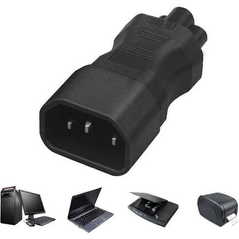 Adaptateur secteur PVC C14 vers C5, convertisseurs électriques à trèfle mâle-femelle (1/4)