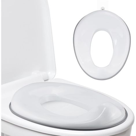 Kinder-WC-Sitzverkleinerer – 1 Stück – Polypropylen und Silikon – Ergonomisch, spritzwassergeschützt – Für Reisen und Zuhause – Weiß/Grau, 38 x 30 cm