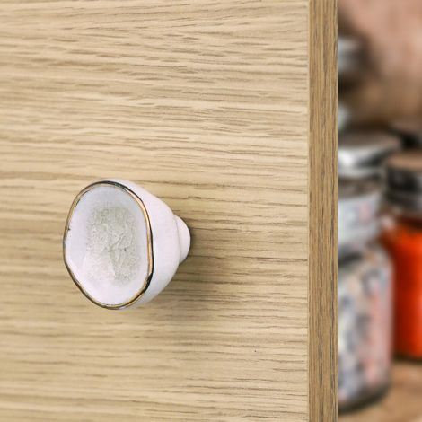 Ouvre&Déco – Bouton de meuble POISON, Porcelaine blanc Ø42 mm (1/4)