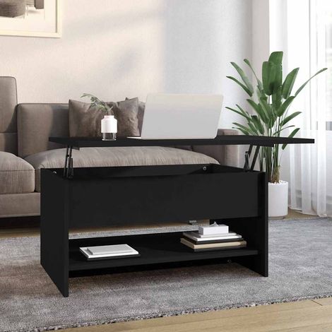 Table basse Table d'appoint pour Salon Chambre - Noir 80x50x40 cm Bois d'ingénierie BV734614 - BonneVie (1/5)