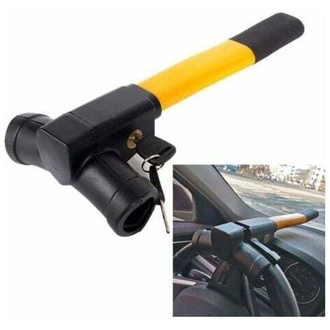 serrure à clé Canne Antivol Voiture Verrouillage de Volant Barre de Volant Antivol de Sécurité Universelle Voiture Rétractable T-Lock