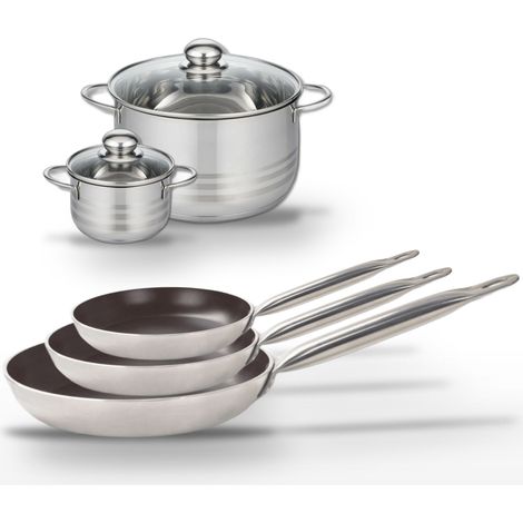 Lot de 3 Poêles 24/28/32 cm Elo Bistro Line et 2 Faitouts 12/20 cm (1/5)
