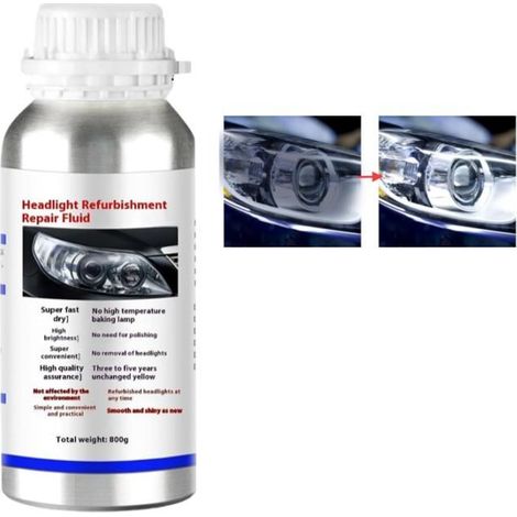 Générique Renovateur Phare Voiture Moto,Liquide Restaurateur Phares Opacifiés Jaunis Rayés,Nettoyant Réparateur Automobile 800ML (1/4)