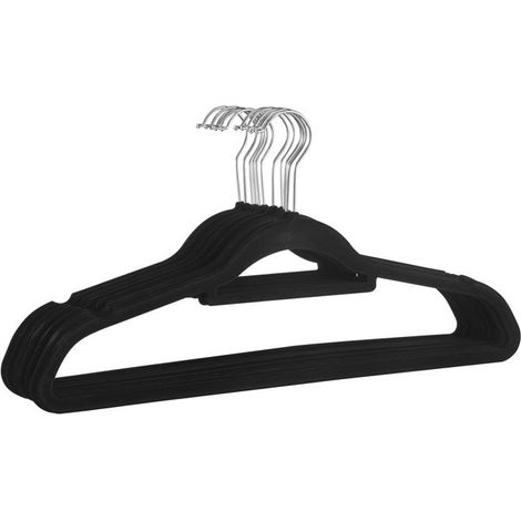 Juego de 30 perchas de terciopelo para trajes, pantalones o camisetas, color negro.