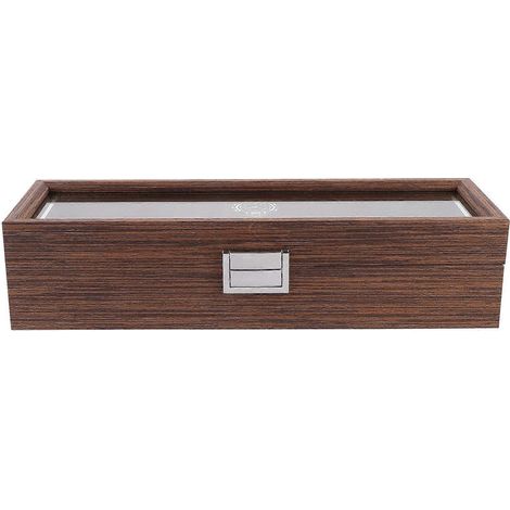 Boîte de présentation pour montres, boîte de rangement pour bijoux en bois, organisateur de rangement à 6 compartiments, rouge. (1/5)
