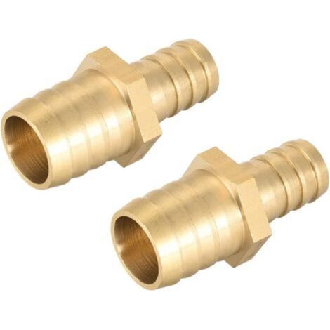 Raccord Cannelé Tuyau Laiton Réducteur à Ardillon Droit Connecteur Coupleur Tube Adaptateur Barb 21mm x 15mm (2pcs)