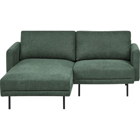 Corner Sofa 2 Seater BREDA Fabric Dark Green Right Hand (1/5)