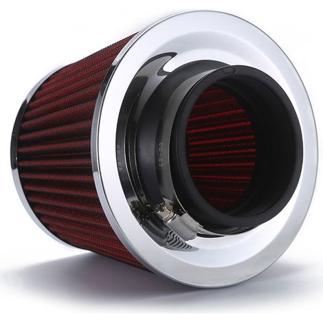 Lntyq Universeller 76-mm-Luftfilter aus Aluminium, 7,6 cm, für Rennsport, hoher Kaltluftstrom, Reiniger, Kegel-Luftfilter, 76 mm, Induktionsluft-Modifikationssystem (1/4)
