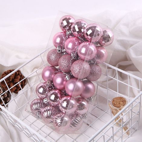 36 palline di plastica trasparente per decorazioni natalizie per albero di Natale/casa (rosa), 6 cm