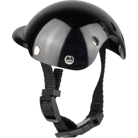 Casque pour animaux de compagnie, chapeau ajustable pour chien, casquette noire convenant aux chiots et aux chats. (1/4)