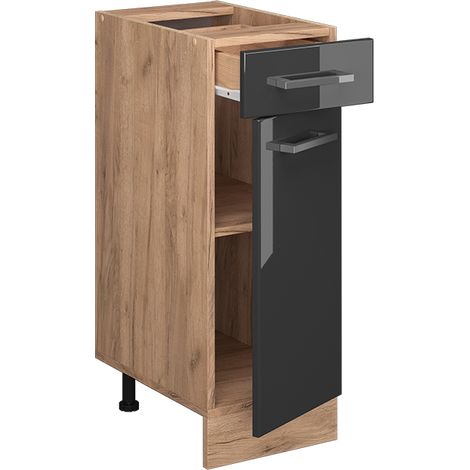 Mobiletto base per cucina R-Line, Antracite lucido, 30 cm senza piano di lavoro, Vicco (1/4)