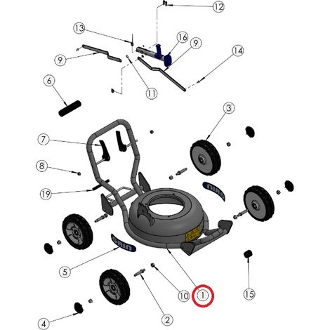 Scocca piatto nudo chassis HM37 ORIGINALE GRIN tagliaerba rasaerba hm37 ASM-0035