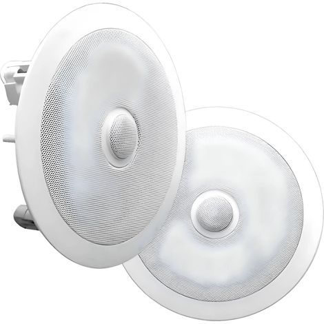 Enceintes Encastrables Plafond et Mur 20,3 cm 300 W Haut-Parleurs 2 Voies avec Tweeter Orientable à Dôme en Titane Design Flush pour Home Cinéma Salon et Cuisine (1/5)