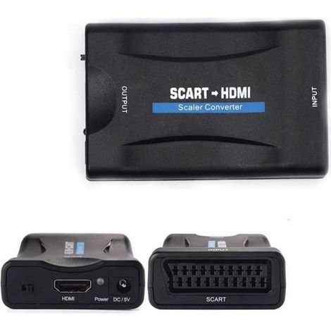 Convertisseur Péritel vers HDMI - 123 - Scart vers HDMI - 1080P - Support PAL/NTSC/SECAM - Noir (1/4)