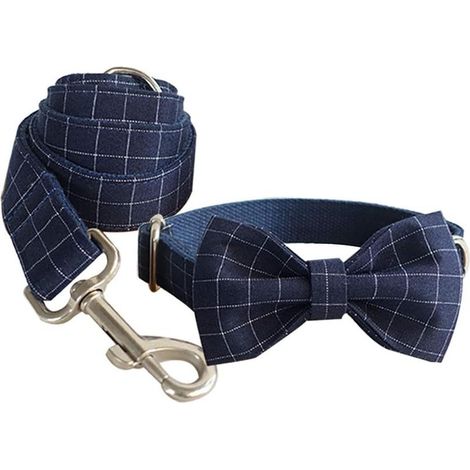 Plaid Bleu Collier pour Chat Chien avec Nœud Papillon - Collier avec Nœud Papillon Animaux de Compagnie Dog Ties Cravates Ajustable pour Fête Mariage M-Fei Yu (1/5)