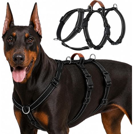 No Pull Harnais pour Chien de Taille Moyenne Grand (Noir, L) (1/5)