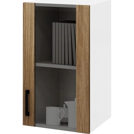 Pensile de cocina en madera nobilitada 1 puerta vitrina noce natural 403272