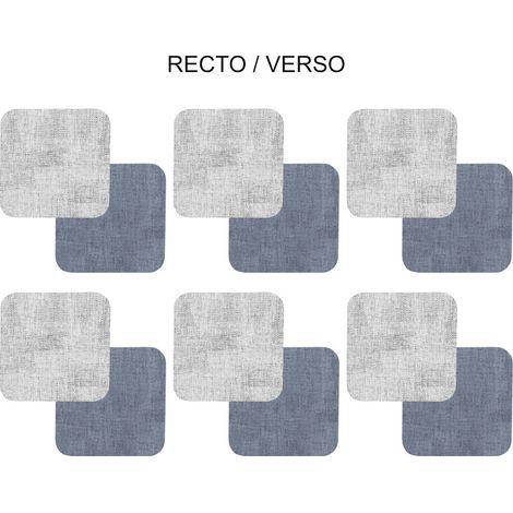 Table Passion - Set de 6 dessous de verre carré gris bleu (1/2)