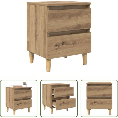 Meuble de chambre -  Armoire de lit avec tiroir Chêne artisanal 40 x 35 x 50 cm (1/5)