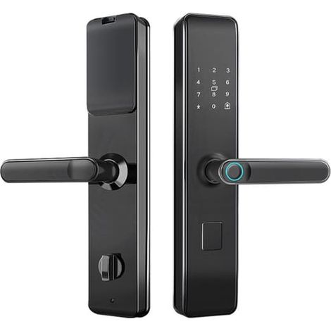 Serrure intelligente avec accès et surveillance à distance, serrure biométrique à empreinte digitale, plusieurs modes de déverrouillage et alimentation de secours USB. (1/5)