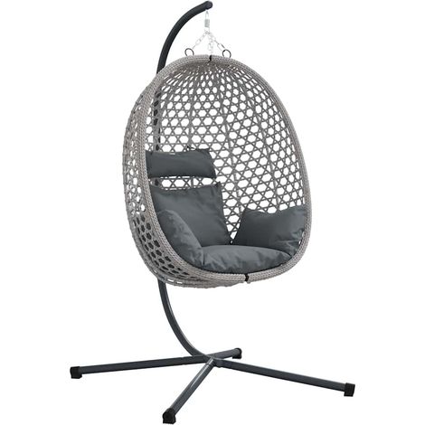 Sedia uovo sospesa antracite e grigio 104 x 100 x 191 cm vidaXL (1/5)