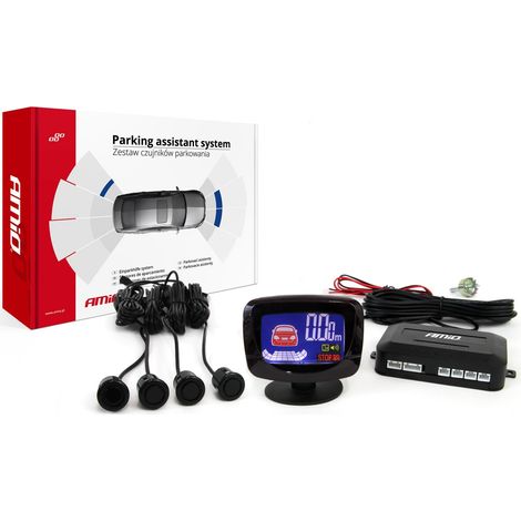 Kit de sensores de estacionamiento, sensores de marcha atrás LED, 4 sensores, negro, dorado, 18 mm, amio-01578 (1/5)