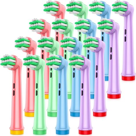 Toothbrush Heads for Children, 16 Pack Kids Toothbrush Heads Compatible with B, Electric Toothbrush Heads for Sensitive Teeth and Gums (1/5)