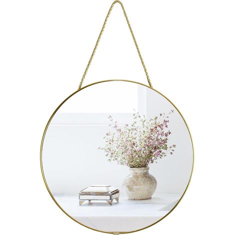 Kleiner runder Wandspiegel, 30 cm, goldener Badezimmerspiegel