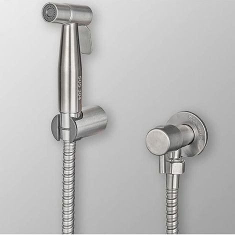 Rociador de bidé de acero inoable para inodoro, kit de rociador de bidé, rociador para grifo de inodoro, rociador, plateado (1/5)