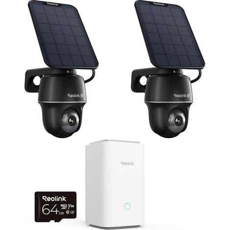 Kit de Surveillance 2+1 : 2X Caméra Solaire 4K Wi-FI 6 + 1X Home Hub - Système Surveillance Extérieure Complet avec Suivi Auto, Vision Nuit Couleur (1/5)