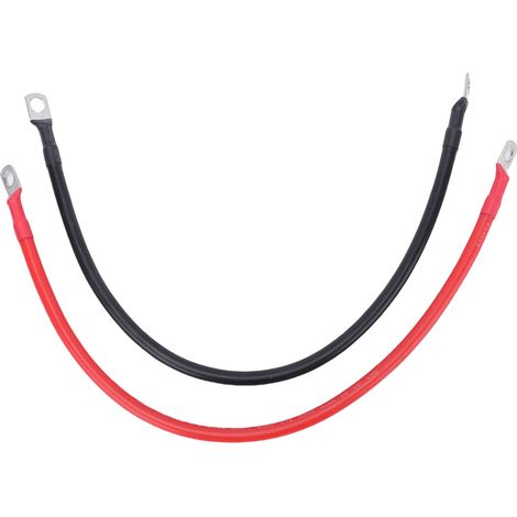 Ortviai Câble d'inverseur batterie 6 AWG 30 cm (2 pièces) – rouge/négatif avec cosses en cuivre étamé 8 mm pour solaire, camping-car, bateau