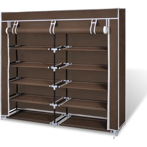 Armoire à chaussures avec housse 115 x 28x110 Tissu Marron (1/5)