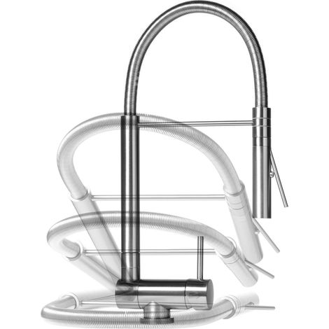 Miscelatore cucina con molla canna abbattibile nichel spazzolato Nice 29034M1NS Acciaio Spazzolato (1/5)