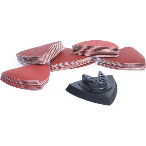 Vaunt Triangular Sanding Pad For Multi Tool Plus Mixed Grit Sheets - 51 Pieces (1/5)