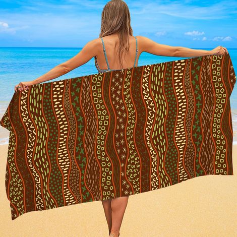 Serviette bohème microfibre, motifs mandala et plumes, anti-sable (1/5)