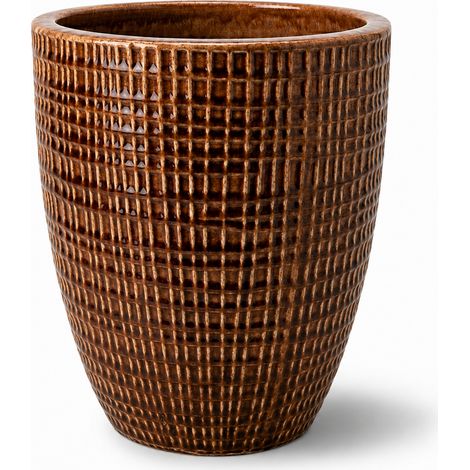 Pot grande taille d'extérieur VERNE 32x40cm écorce, fait main en terre cuite émaillée, résistant au gel (1/5)