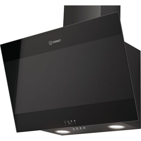 INDESIT Hotte Décorative incliné aspirante noire Largeur 60cm Débit d'air 647m3/h (1/3)