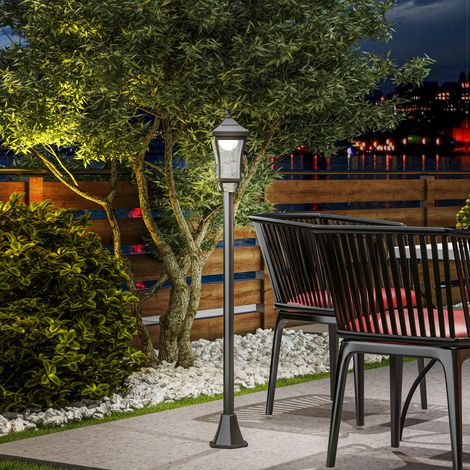 Luminaire extérieur lampadaire sur pied solaire lampadaire lanterne classique LED 30 Lm 15 x 15 x 127 cm noir