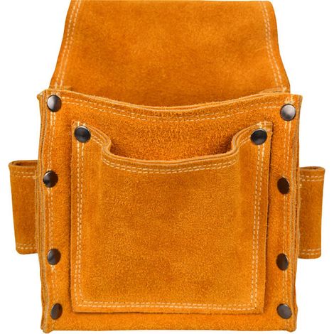 Pochette en Cuir Outil Organisateur Sac pour charpentiers électriciens Organisateur Poche épaisse Outil Pochette perceuse étui pour Bricolage constructeurs charpentiers (1/4)