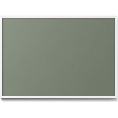 Tableau Magnétique en Métal Tableau pour Magnet - Motif Couleur olive - Minimaliste - Cadre Blanc - 100x70 cm - Plaque Magnétique