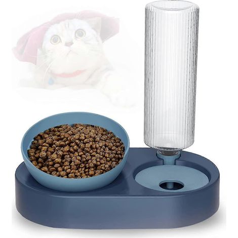 Gamelle pour chat, gamelle pour animaux de compagnie, gamelle inclinée anti-vomissements de 15 pouces, réservoir d'eau automatique, peut être utilisée pour l'élevage de chats et de chiots. (1/5)