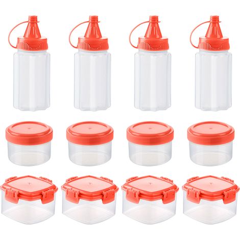 Flacon Sauce - 12 Pièces - Capacité 30 ml - Couvercle Hermetique - Pour Cuisine Barbecue Pique-Nique - Lot De Rangement Assaisonnement (1/5)