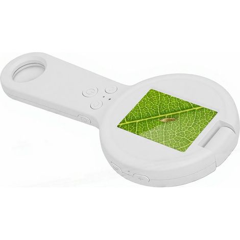 Tragbares digitales Mikroskop, 500-fache Vergrößerung, 2,4-Zoll-Bildschirm mit 16 LED-Leuchten, ideal zur Beurteilung von Schmuck und zur Beobachtung der Natur (Weiß) (1/5)