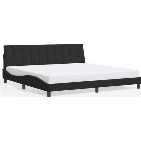 Lit double,Lit adulte,Cadre de lit sans matelas Hanko noir 200x200 cm velours CFW6260718 (1/5)