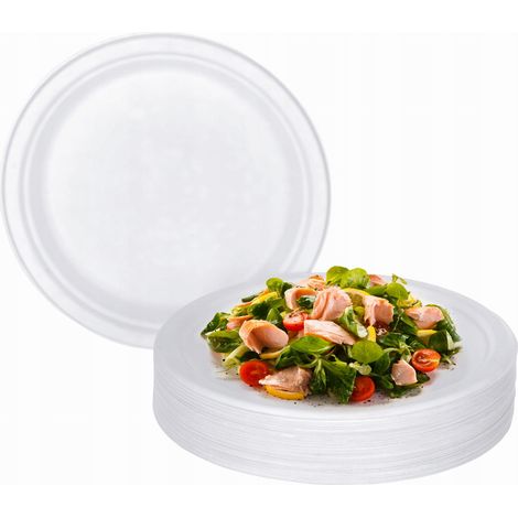 Assiette ronde en pulpe de canne à sucre, écologique, 26 cm, 50 pièces.