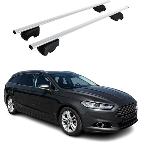 OMAC Dachtrager Quertrager für Ford Mondeo IV Kombi 2014-2022 – City Crash getestet – ISO PAS 11154:2006 – Abschliessbar – Max 75 kg – 2 Stangen Stahl Silber (1/5)